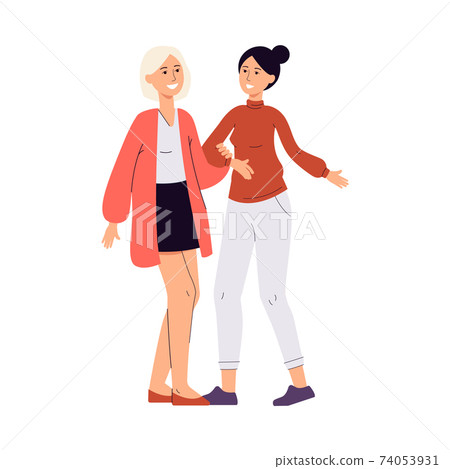 Happy lesbian lgbt couple a flat vector isolated illustration. 74053931