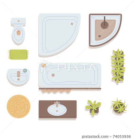 A set of bathroom elements top view a vector... - Stock Illustration ...