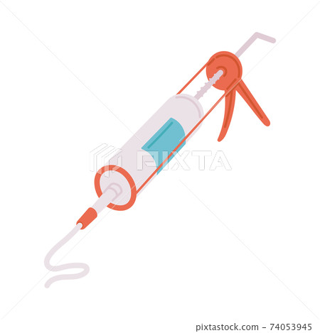 Pu caulking gun or sealant gun cartoon icon flat vector illustration isolated. Pu caulking gun or sealant gun cartoon icon flat vector illustration isolated. 74053945