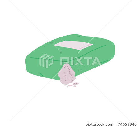 Sack of concrete or cement for construction flat vector illustration isolated. Sack of concrete or cement for construction flat vector illustration isolated. 74053946