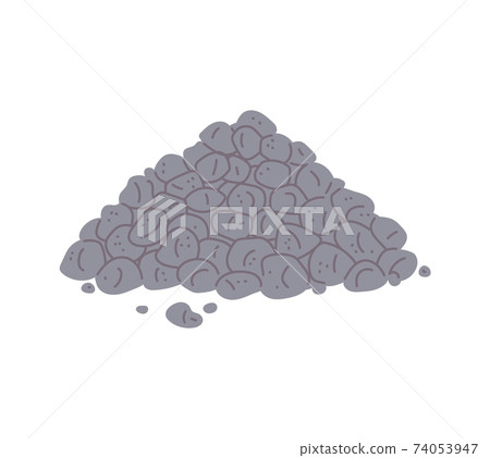 Grey rock pile isolated on white background - cartoon pebble stones Grey rock pile isolated on white background - cartoon pebble stones 74053947