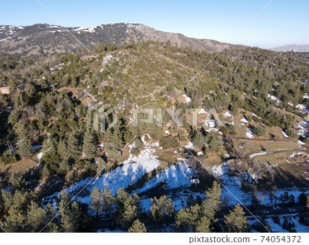 Aerial view of Mountain with snow in Julian, California, USA Aerial view of Mountain with snow in Julian, California, USA 74054372