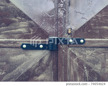 Safety hatch with lock housing and security lock insert on a closed  door 74054824