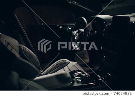 USA - New York, March 19, 2019: The new modern Mercedes Benz AMG GLE 63 S 4MATIC in dealership salon vehicle interior 74054981