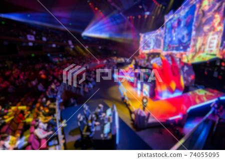 blurred view of stage lights during concert. defocused lighting 74055095