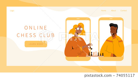Online chess club landing page. Online chess club landing page. 74055117