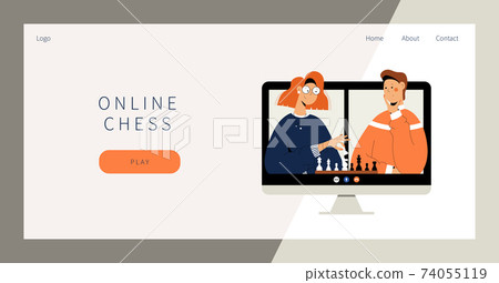 Online chess landing page. Online chess landing page. 74055119