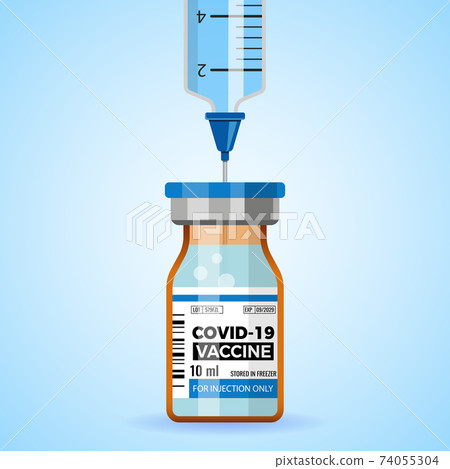 Covid-19 coronavirus vaccine and syringe injection Covid-19 coronavirus vaccine and syringe injection 74055304