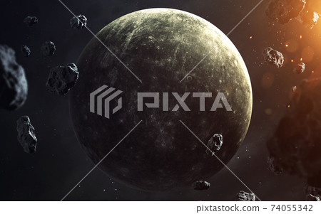 Mercury. Planets of solar system visualisation. Elements of this image furnished by NASA Mercury. Planets of solar system visualisation. Elements of this image furnished by NASA 74055342