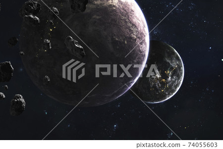 Deep space planets, awesome science fiction wallpaper, cosmic landscape. Elements of this image furnished by NASA Deep space planets, awesome science fiction wallpaper, cosmic landscape. Elements of this image furnished by NASA 74055603