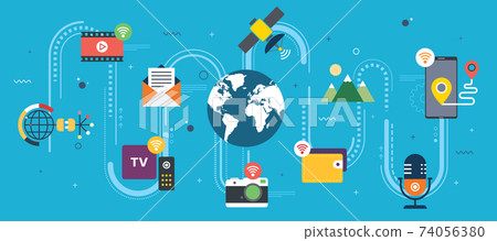 Internet of things, interconnected smart devices. Internet of things, interconnected smart devices. 74056380