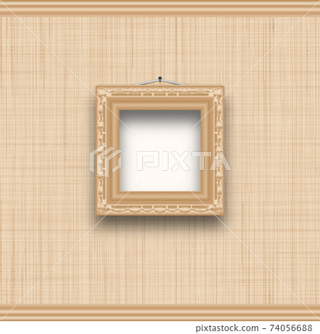 Empty square picture frame on a beige wall with... - Stock Illustration ...