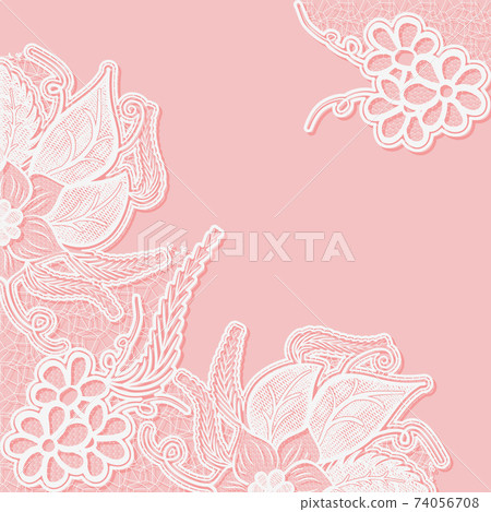 Lace background with space for text. Template wedding invitation or greeting card with an openwork pattern. 74056708