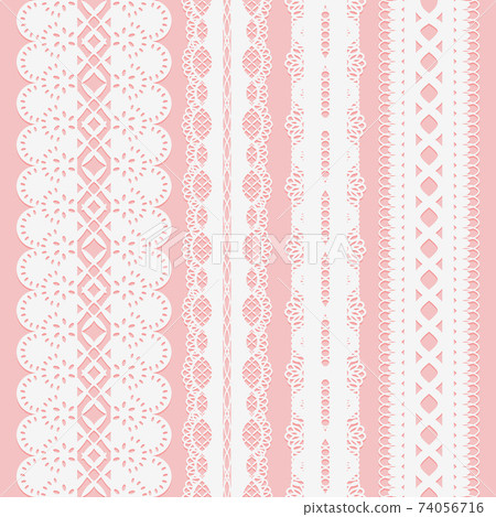 Set of seamless white lace ribbons on a pink... - Stock Illustration ...