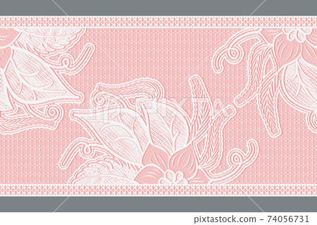 White and pink seamless lace ribbon. - Stock Illustration [74056731 ...