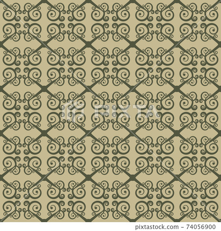 Seamless geometrical ornament with swirls. Stylization of Greek and Oriental patterns. 74056900