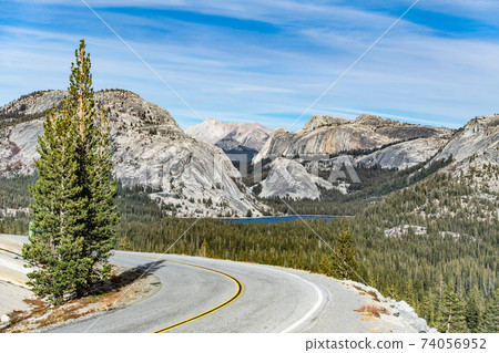 Tioga Pass Road through Olmsted Point, Yosemite National Park, California, USA. 74056952