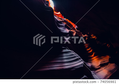 Image in low key with colorful Antelope Canyon in Page Arizona 74056981