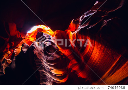 Image in low key with colorful Antelope Canyon in Page Arizona Image in low key with colorful Antelope Canyon in Page Arizona 74056986