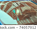 Medical doctor's face masks hanging in the car 74057012