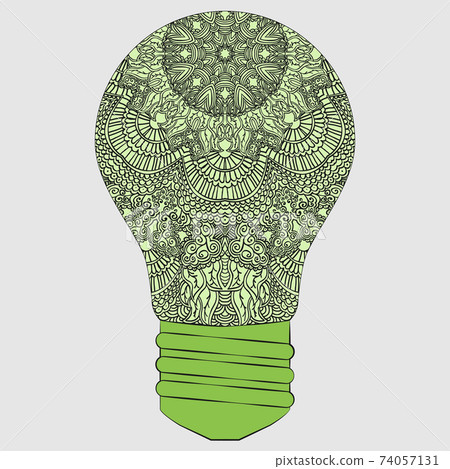 Isolated patterned lamp on a gray background. The concept for the design. Isolated patterned lamp on a gray background. The concept for the design. 74057131