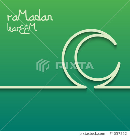 Concept card for ramadan kareem celebration. Bright green background. The inscription Ramadan Kareem. Concept card for ramadan kareem celebration. Bright green background. The inscription Ramadan Kareem. 74057232