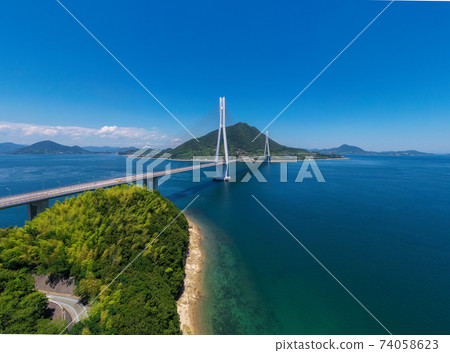 Drone aerial view of Tatara Bridge (Shimanami Kaido) Drone aerial view of Tatara Bridge (Shimanami Kaido) 74058623