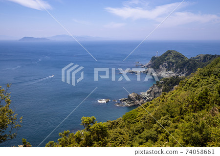 Sadamisaki Lighthouse seen from Mizujiri Observatory (Ikata Town, Ehime Prefecture) 74058661