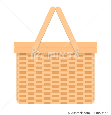 Woven willow picnic basket. Handmade wicker... - Stock Illustration ...