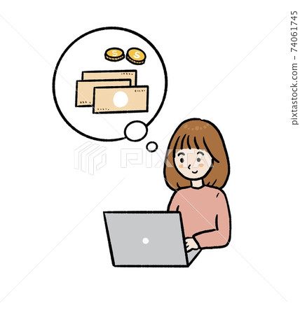 Illustration of a woman doing asset management and investment 74061745