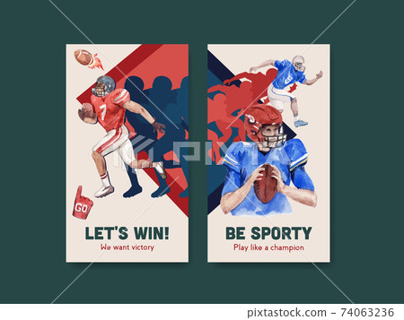 Instagram template with super bowl sport concept design for online marketing and social media watercolor vector illustration. Instagram template with super bowl sport concept design for online marketing and social media watercolor vector illustration. 74063236