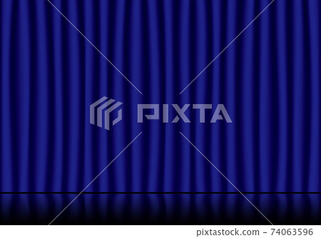 Blue stage curtain and reflective stage wallpaper Blue stage curtain and reflective stage wallpaper 74063596