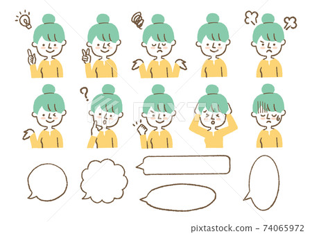 Woman with various expressions 74065972