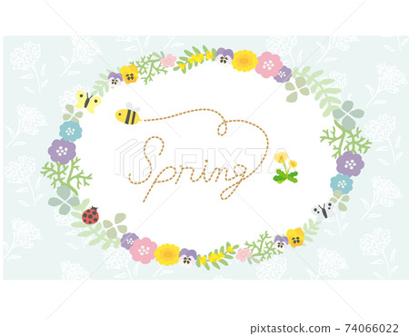 Illustration frame of spring flowers and insects 74066022