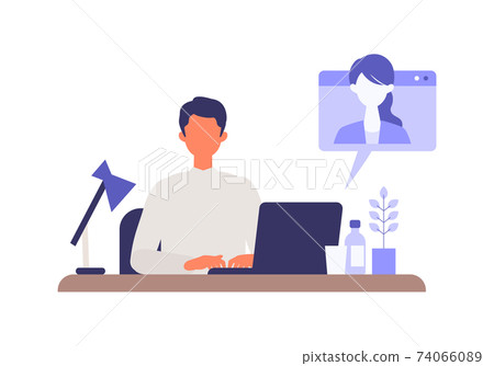 在工作或在家中使用個人計算機的商人 74066089