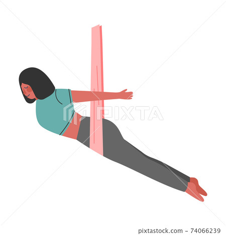 Girl Doing Air Yoga, Slim Young Woman Practicing Flying Anti Gravity Yoga and Balancing with Hammock, Healthy Lifestyle Concept Cartoon Style Vector Illustration Girl Doing Air Yoga, Slim Young Woman Practicing Flying Anti Gravity Yoga and Balancing with Hammock, Healthy Lifestyle Concept Cartoon Style Vector Illustration 74066239