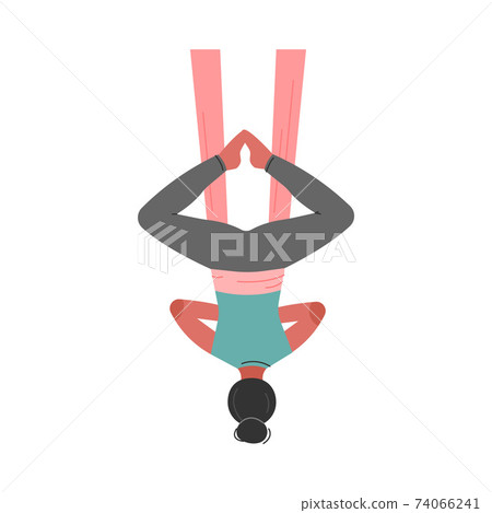 Girl Doing Air Yoga, Slim Girl in Sportswear Practicing Flying Anti Gravity Yoga Inverted Pose Cartoon Style Vector Illustration Girl Doing Air Yoga, Slim Girl in Sportswear Practicing Flying Anti Gravity Yoga Inverted Pose Cartoon Style Vector Illustration 74066241