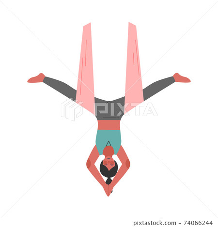 Girl Doing Air Yoga, Slim Young Woman in Sportswear Practicing Flying Anti Gravity Yoga Stretching Asana, Fitness Workout Cartoon Style Vector Illustration Girl Doing Air Yoga, Slim Young Woman in Sportswear Practicing Flying Anti Gravity Yoga Stretching Asana, Fitness Workout Cartoon Style Vector Illustration 74066244