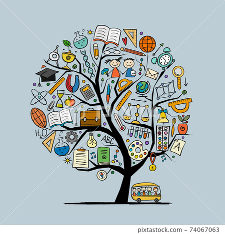 Back to School Concept. Art Tree for your design Back to School Concept. Art Tree for your design 74067063
