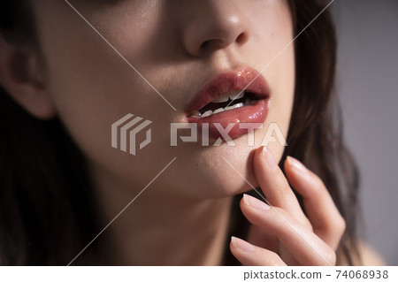 Women's lips with lipstick Women's lips with lipstick 74068938