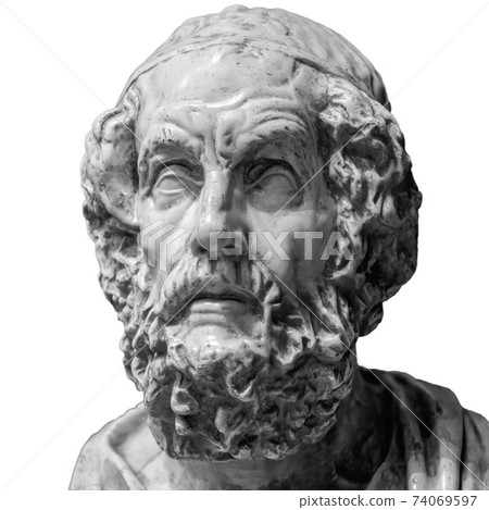 Head and shoulders detail of the ancient sculpture Head and shoulders detail of the ancient sculpture 74069597