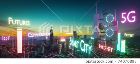 Future innovative wireless fast network technology concept. 3d rendering 74070895