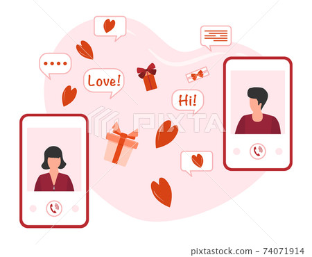 Relationship Romantic Love People Phone Vector 74071914