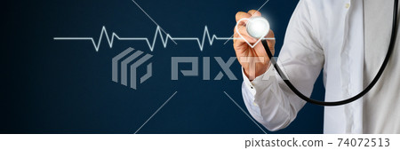 Cardiogram linked to a heart shape Cardiogram linked to a heart shape 74072513