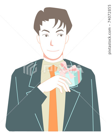 Young man with a white day gift 74072855