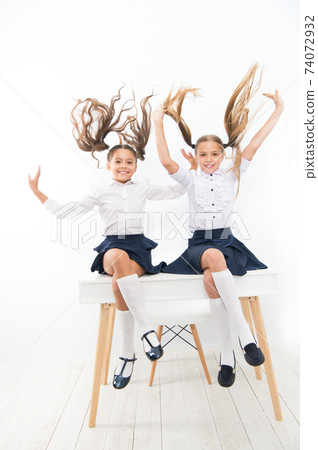 Healthier hair from root to tip. Adorable little girls with flying  74072932