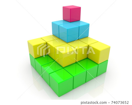 Toy cubes of different colors stacked on top of each other 74073652
