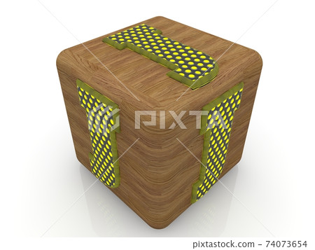 Toy wood cube with J letters on white background 74073654