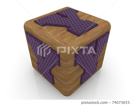 Toy wood cube with Y letters on white background 74073655