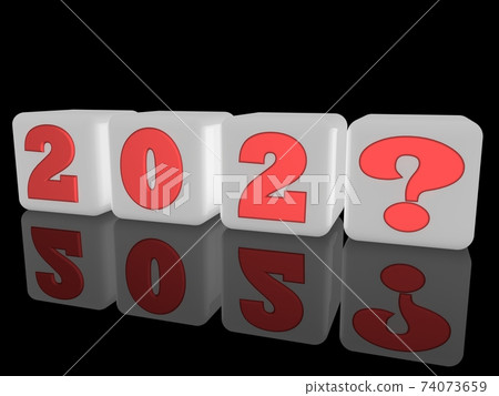 New Year concept on white toy cubes on black background New Year concept on white toy cubes on black background 74073659